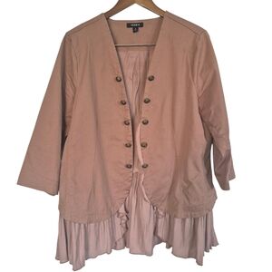Torrid Twill Stretch Military Open Front Peplum Jacket Size 2XL